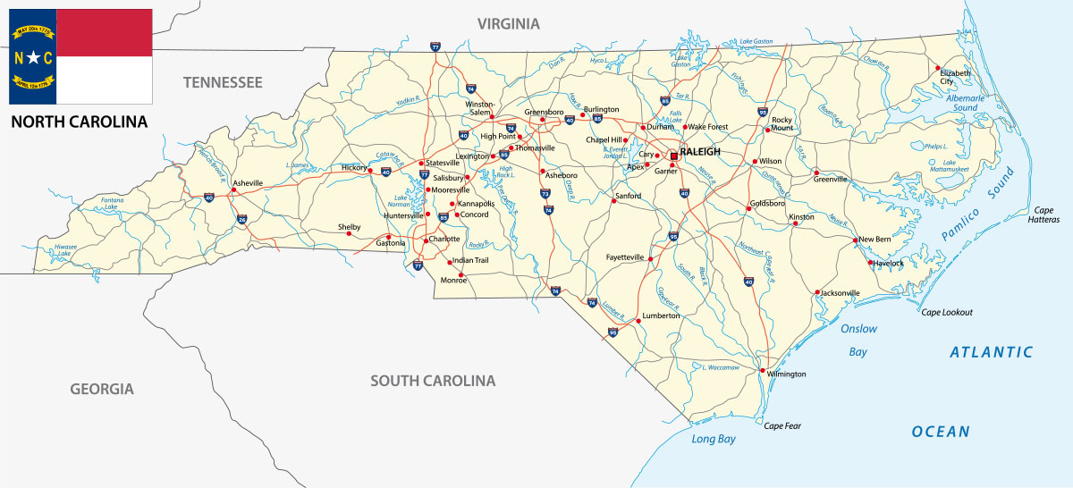 A map of North Carolina cities where ReneeMaurice Buys Houses fast. ReneeMaurice helps owners sell their house fast raleigh nc, sell their house fast greensboro nc, sell their house fast cary nc, sell their house fast winston salem nc, and sell their house fast durham nc.